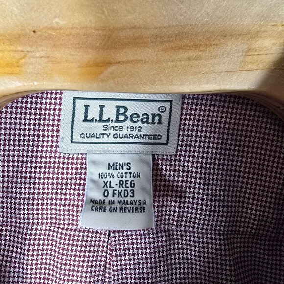 L.L. Bean Button‎ Down Dress Shirt XL Men's Maroon White Long Sleeve - Picture 7 of 8
